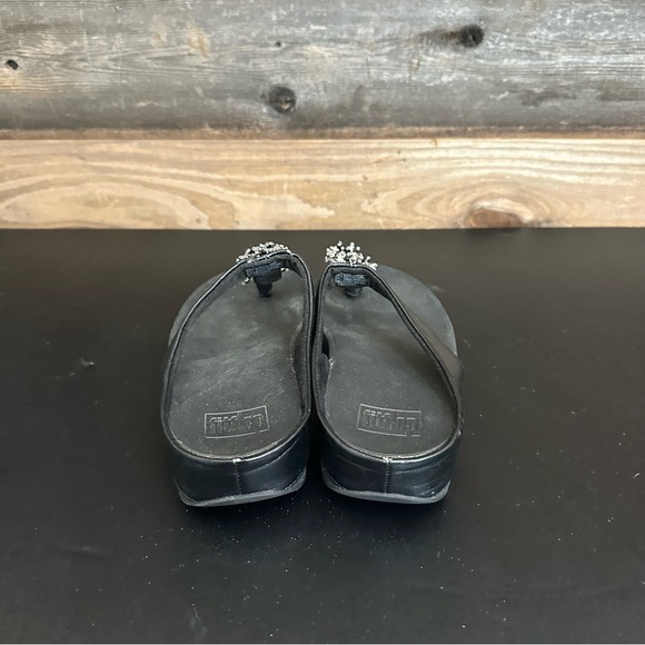 FitFlop Women’s 8 Galaxy Rumba Beaded Thong Sandals Flip flops Black Comfort - Picture 3 of 11